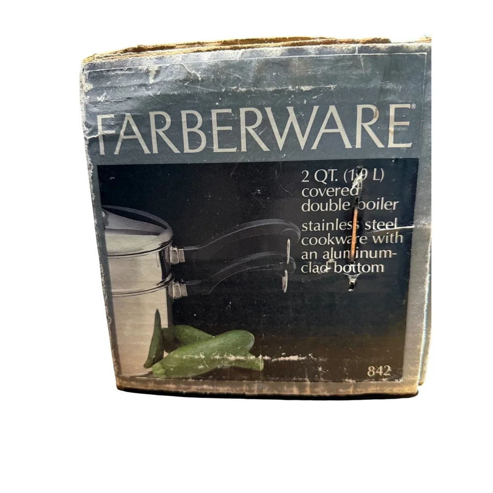 Farberware 2 QT Stainless Steel Covered Double Boiler Aluminum Clad Bottom NIB